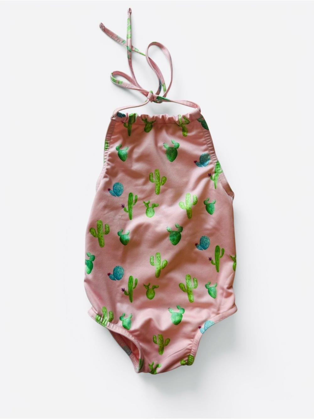 Baby Feathers 4 Arrow Pink  One-Piece Swimsuit with Green Cactus Print